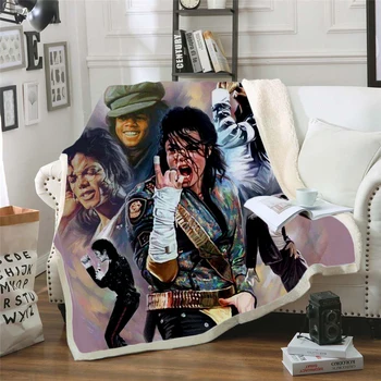Michael Jackson 3d tiskanih flis odeja za Postelje Pohodništvo Piknik Debela Odeja Modi Bedspread Sherpa Vrgel Odejo slog-10