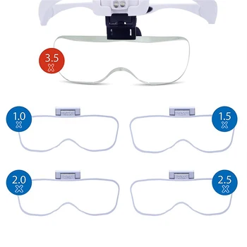 Microblading Glavo Povečava Očala Povečevalna Stekla LED Luči Trajni make-up Povečava Očala In 5 nastavitev leče