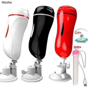 MizzZee Dual Channel Vagina Pravi Muco Vibrator Spolnih Igrač za Moške Masturbator za Človeka Oralni Seks Pralni Vibrador Hombre Blowjob