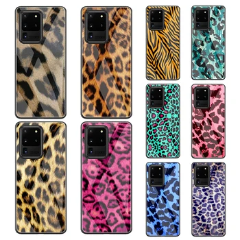 Moda Tiger, Leopard, Tiskanje, Kaljeno Steklo Ohišje za Samsung Note 10 Lite S20 Plus Ultra A51 A71 A81 Pokrov