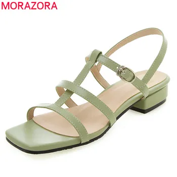 MORAZORA 2020 plus velikost 50 ženske sandale preprosto trdno barve poletje čevlji kvadratni nizkih petah stranka obleko poročni čevlji ženske