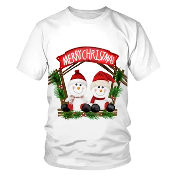 Moški je Božični Večer t-shirt 3d tiskanja svoboden moda snjegović božič carnival party obleke tshirt za moške prevelik majica s kratkimi rokavi