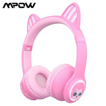 Mpow Mačje Uho Otroci Slušalke Bluetooth 5.0 Brezžične Slušalke z Mikrofonom & 14H Čas Predvajanja 85dB/95dB Obseg Omejen Srčkan Slušalke