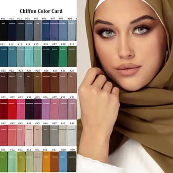 Muslimanske ženske navaden mehurček šifon šal hidžab zaviti barva šali glavo muslimanske rute hijabs