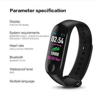 NAJNOVEJŠI M3 Plus Pametna Zapestnica Srčni utrip, Krvni Tlak Monitor Fitnes Tracker Tlak Zdravje Smart Watch Šport Fitnes Watch