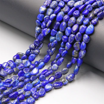 Naravnega Kamna lapis lazuli Biseri 6-8 mm Nepravilne Ovalne Oblike Modra Barva Kamna Svoboden Kroglice za Ženske, Moške DIY Nakit, ki opravlja Dobave