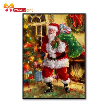 Navzkrižno šiv kompleti za Vezenje needlework določa 11CT vodi topen platno vzorci 14CT Božič Santa nosijo darila -NCMC082