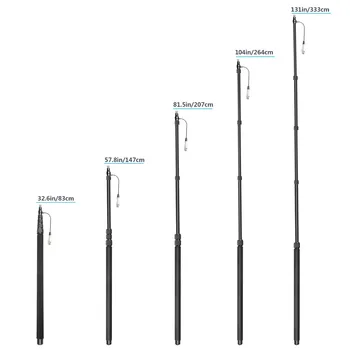 Neewer Prenosni Ročni Mikrofon Boom Pole z vgrajenim XLR Audio Kabel, 5 Oddelkov Raztegljive 32.6-131 cm, iz Aluminija