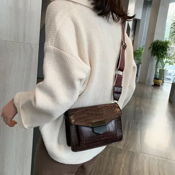 Nov slog mini torbici ženske modne torbice preprost stil torba retro široko naramnico messenger bag denarnice