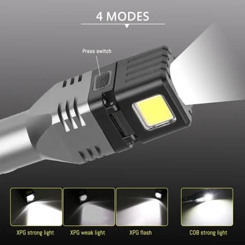NOV USB LED Svetilka Svetilka Močna ponovno Polnjenje Avto Polnjenje XPG COB Vgrajeno Baterijo Multi-funkcijo Svetilko, Baklo