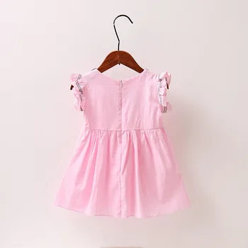 Nova Otroška Oblačila Dekle Obleko Priložnostne Trdna Obliž Korejski Poletje Bombaž Srčkan Precej Lok Oblačila Za Otroke, Otroci Baby Girl Obleke