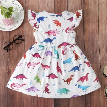 Nova Otroška Oblačila Dekle Obleko Priložnostne Barva Unicorn Dinozaver Lep Korejski Poletje Bombaž Oblačila Za Otroke, Otroci Baby Girl Obleke