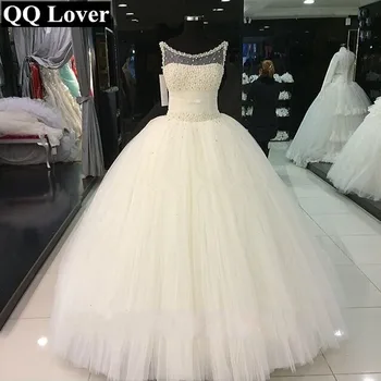 Nove Afriške Poročno Obleko 2021 Elegantno Biseri Beaded Custom-made Plus Velikost Nevesta Poročni Obleki Vestido De Noiva