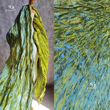 Novo Naguban Gub Tkanine Miyake slog Preoblikovanje Gradient Modro Zeleno DIY Fazi Oblačila Krilo Obleko Diplomi Oblikovalec Tkanine