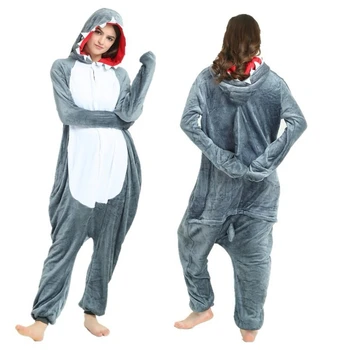 Novo Odraslih Pižamo Cosplay Siva Shark Onesies Samorog Kigurumi Pižame Risanka Halloween Kostum Sleepwear Panda Jumpsuit Oblačila