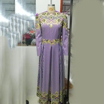 Obleka Za Ženske Afriške Nigerija 2020 Nove Jesensko Zimske Dolžina Tal Dolg Rokav Vijolično Elegantne Večerne Stranka Večerja Vestidos Vroče