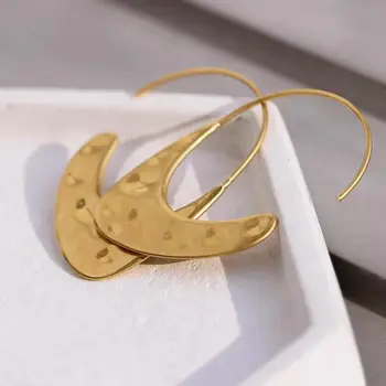 Oblikovalec nakita 18k zlato Vakuumske prekrita medenina, Baker Kovinski geometrijske kavljem obliko Stud Uhani za ženske stranka luksuzni dropshipping