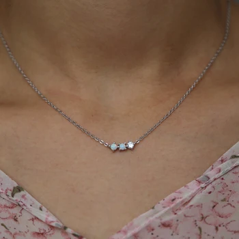 Občutljivo trendy nekaj opals tlakovane cz choker ogrlice 925 pravega srebra ovratnik ogrlico, obesek za ženske kratke chockers ovratnik