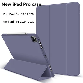 Ohišje Za iPad Pro za 12,9 2020 4. Gen Pu Usnje Tri-Krat stojalo smart cover Za iPad Pro 11 2020 primeru, 2. Gen TPU nazaj Tablični primeru