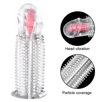OLO Penis Vibratorji za Večkratno uporabo Penis Rokav Kondom Zamudo Izliv Kurac Enlarger Odraslih Erotičnih Izdelkov Spolnih Igrač za Moške