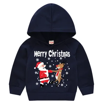 Otroci Puloverji 2019 Božič Pozimi Fantje Dekleta Santa Claus Snežaka Tiskanja Hooded Zgornji Del Trenirke Baby Otrok Bombaž Modna Oblačila