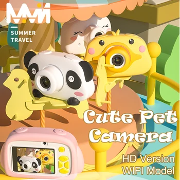 Panda Srčkan Digital Camera 4K Otrok Kamera, Velik Zaslon, Fotoaparat WIFI Igrače Za Otroke Darilo 24MP Otroci Izobraževanja Toy Kamera
