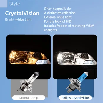 Philips Crystal Vision H1 12V 55W P14.5s 12258CVSM 4300K Svetlo Bel Avto Halogenske Glavo Svetilka za Meglo, Žarnice (Twin Pack)