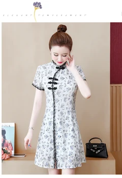 Plus velikost M-4XL čipke cheongsam obleko XXL XXXL 3XL XXXXL srčkan 2020 poletje stranka kratek rokav slim mini Kitajske obleke za ženske