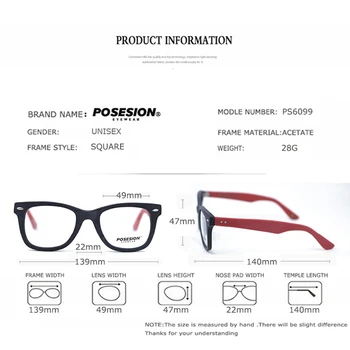 POSESION Očala Okvir Očal je Moški Ženske Recept Retro Acetat Računalnik Optični Kratkovidnost Očala Spektakel Okvir Oculos de