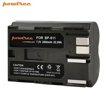 Powtree 2800mAh BP-511 BP-511A BP 511A za Baterijo Fotoaparata BP511 BP 511 Za Canon EOS 40D 300D 5D 20 D 30 D 50D 10D G6 L10