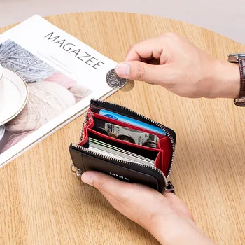 Pravega Usnja Poslovno Kartico sim Moških RFID Imetnik Kreditne Kartice Denarnice, Ženske Majhen Kovanec Denarnico z ključe