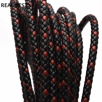 PRAVI XY 1m/lot 6 mm napa usnje kabel, pravega usnja kabel za visoke kakovosti usnja zapestnica kabel rdeče in črno usnje
