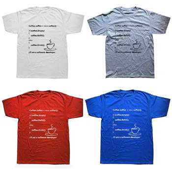 Programer Kodiranje Tee Shirt Geek Slog Priložnostne Fit Moški Majica s kratkimi rokavi Plus Bombaž Velikost Natisni T-shirt Kratek Rokav