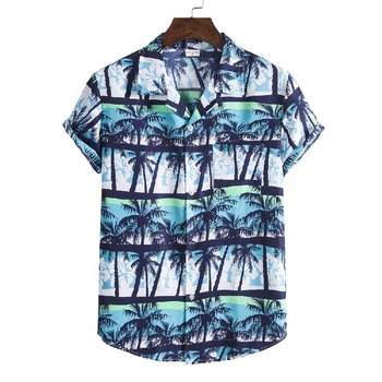 Proti-Vrat Hawaiian Natisnjeni Mens Priložnostne Srajco Poletje Plaža Počitnice Kratek Rokav Srajce Moških Hip Hop Svoboden Cvetlični Camisas De Hombre