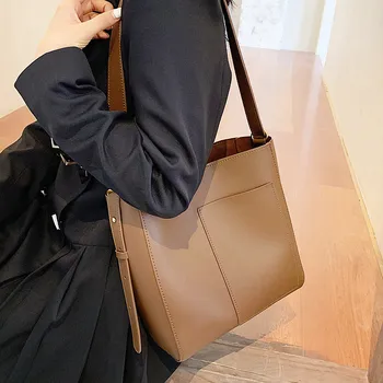 PU Usnje Vedro Torbe za Ženske do leta 2020 Moda Barva Crossbody Ramo torbe, ženske big Torbico Znamke Trending Spojina vrečko