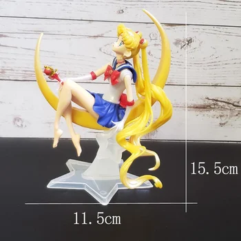 PVC Sailor Moon Usagi Tsukino Akcijska Figura, Igrače Model Dekoracija za Torto Doma Sailor Moon Zajec Figur Zbirka Brinquedo