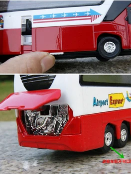 Rdeče Belo Double Decker Turistični Avtobus, 1/38 Diecast Model W/light&sound Zbiranje Igrač