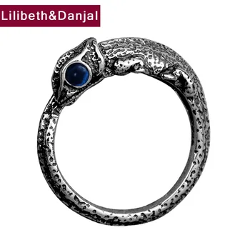 Resnična 925 sterling srebro Kameleon naravnega kamna nastavljiv zaročni prstan moški ženske blagovne znamke nakit R1