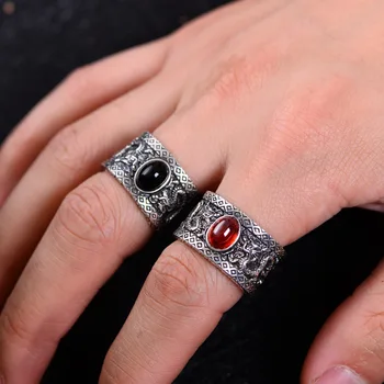 Resnična jasper jade obroči raztegljivo ruby zmaj obroč 925 sterling srebrni prstan žensk, moških prstanov jade nakit diamantni prstan