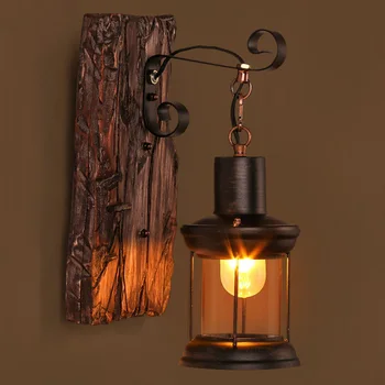 Retro Industrijske Masivnega Lesa Steno Žarnice E27/e26 Ameriškega Podeželja, Mansarda Bar Lesenih svetil za Vintage Doma Dekor Lesk Led Osvetlitev