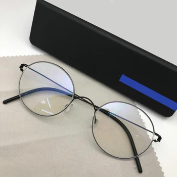Ročno izdelana Titanium Letnik Optični Recept Krog Očal Okvir Lahek korejski Retro Slogu Oculos de Grau za Moške, Ženske