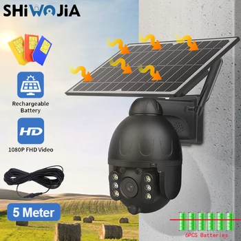 SHIWOJIA 4G SIM Sončne IP Kamere PTZ Prostem PIR detekciji Gibanja Snemljivo Baterijo Brezžične Varnostne Kamere CCTV Nadzor