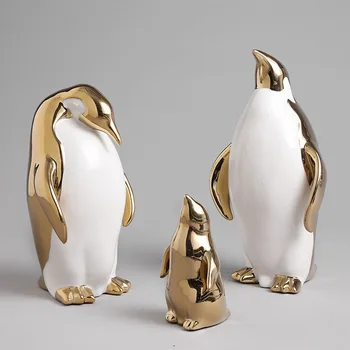Skandinavski slog zlati pingvin okraski ustvarjalno dekoracijo doma dodatki, keramični živali Okraski obrti Božično darilo