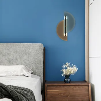 Sodobne ustvarjalne stenske svetilke steklo barva dnevna soba modro steno lučka umetnosti postelji spalnica oblikovalec model soba stenske svetilke novost