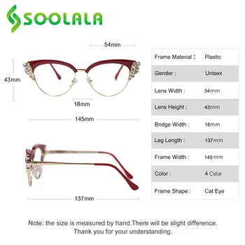 SOOLALA Anti Modra Svetloba Okrasnih Cateye Obravnavi Očala Ženske Ženske Očala Presbyopia Obravnavi Očala +0.5 4.0