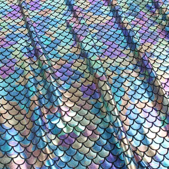 Sparkly Hologram Spandex morska deklica Natisnjeni Kopalke Rib Obsega Tkanine Stretch tkanina Plesalka Kopalke - 60