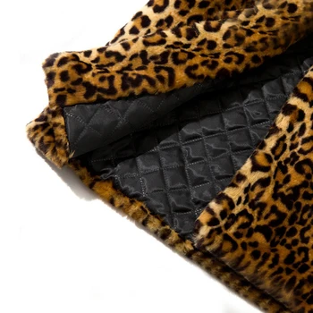 Specializiranimi Za Umetno Krzno, Leopard Tiskanja Plašč Ženske Modni Seksi Vse-Se Ujemajo Sredine Dolžina Obleko Ovratnik Plašč Temperament Toplo In Udobno Plašč