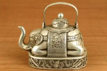 Starine veliki kitajski stari Tibet srebrni kip slona čaj pot domov dekoracijo