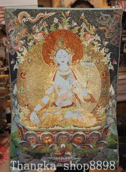 Tibera Buddhism Tkanine, Svila 7 oči Bele Tara Buda Thangka Thanka Steni visi