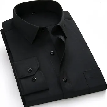 Trakove Mens Majice Priložnostne Poslovnih Dolgo Sleeved Srajca Obleko Srajco Solid Black Moški Formalne Majico Velik Plus Velikost 8XL 7XL 6XL 5XL
